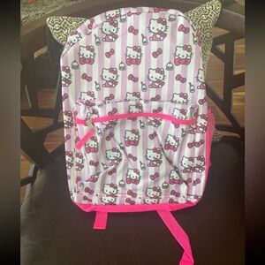 Large 17" Sanrio Pink Hello Kitty Backpack Nwt Bows Cupcakes Milk Stripes